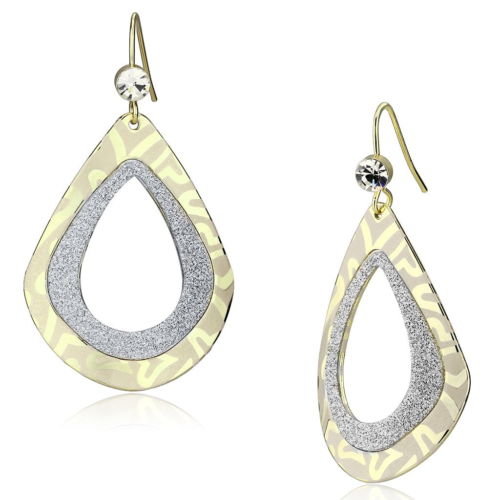 Alamode Gold Iron Earrings with Top Grade Crystal in Clear