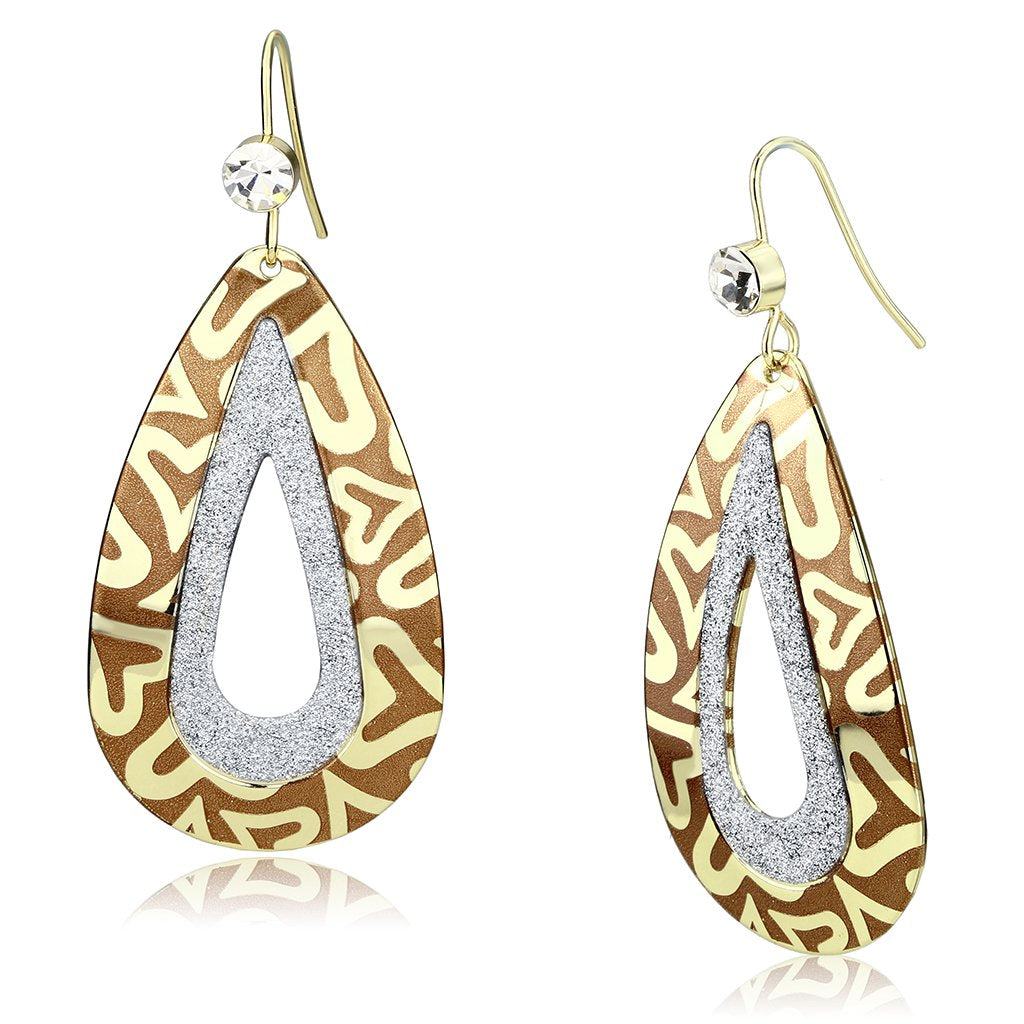 Alamode Gold Iron Earrings with Top Grade Crystal in Clear