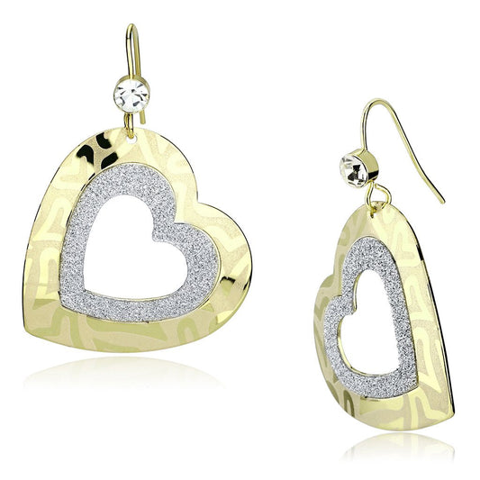 Alamode Gold Iron Earrings with Top Grade Crystal in Clear