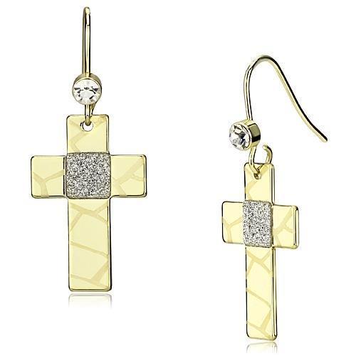 Alamode Gold Iron Earrings with Top Grade Crystal in Clear