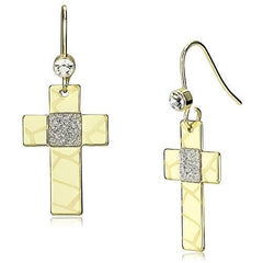 Alamode Gold Iron Earrings with Top Grade Crystal in Clear