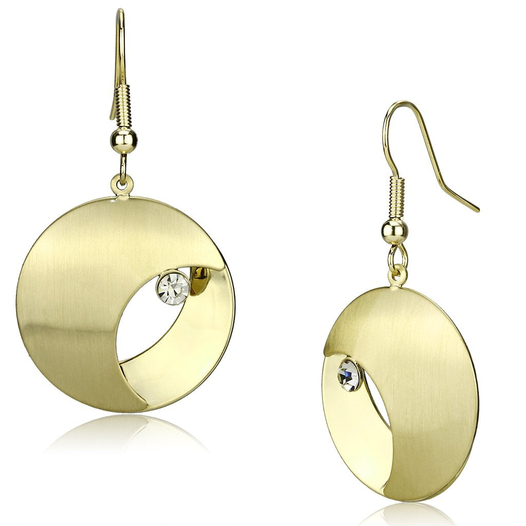 Alamode Matte Gold & Gold Iron Earrings with Top Grade Crystal in Clear