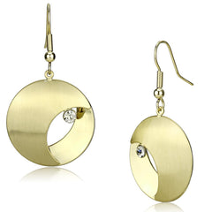 Alamode Matte Gold & Gold Iron Earrings with Top Grade Crystal in Clear - Alamode