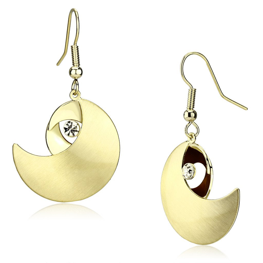 Alamode Matte Gold & Gold Iron Earrings with Top Grade Crystal in Clear - Alamode