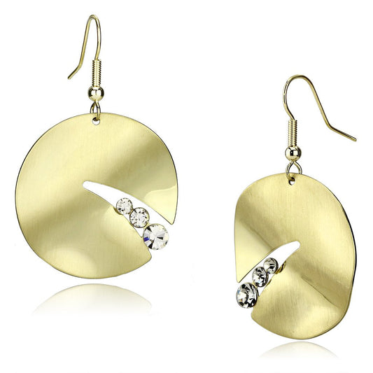 Alamode Matte Gold & Gold Iron Earrings with Top Grade Crystal in Clear