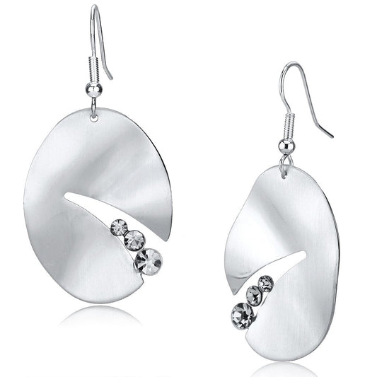 Alamode Matte Rhodium & Rhodium Iron Earrings with Top Grade Crystal in Clear - Alamode