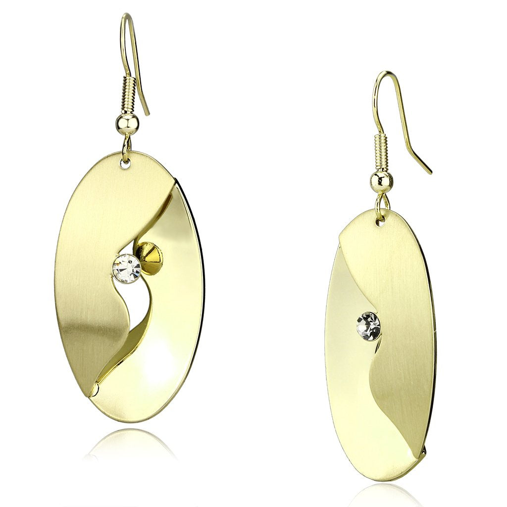 Alamode Matte Gold & Gold Iron Earrings with Top Grade Crystal in Clear