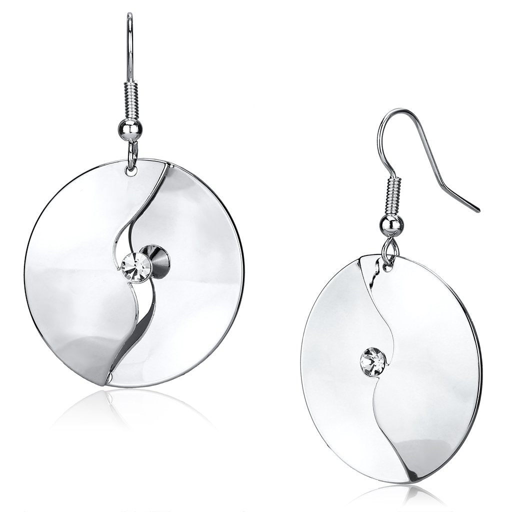 Alamode Rhodium Iron Earrings with Top Grade Crystal in Clear