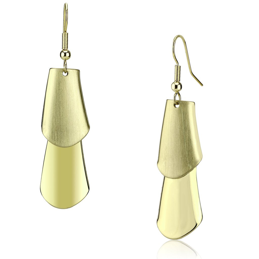 Alamode Matte Gold & Gold Iron Earrings with No Stone