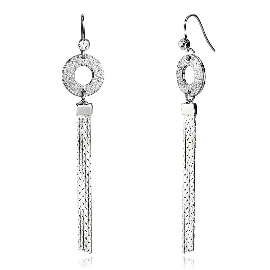 Alamode Rhodium Iron Earrings with Top Grade Crystal in Clear - Alamode