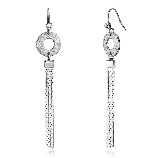 Alamode Rhodium Iron Earrings with Top Grade Crystal in Clear - Alamode