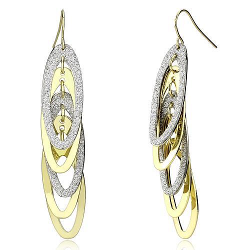 Alamode Gold+Rhodium Iron Earrings with No Stone