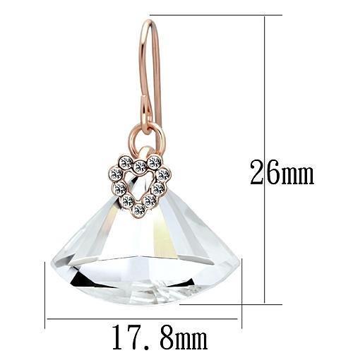 Alamode Rose Gold Iron Earrings with Top Grade Crystal in Clear - Flyclothing LLC