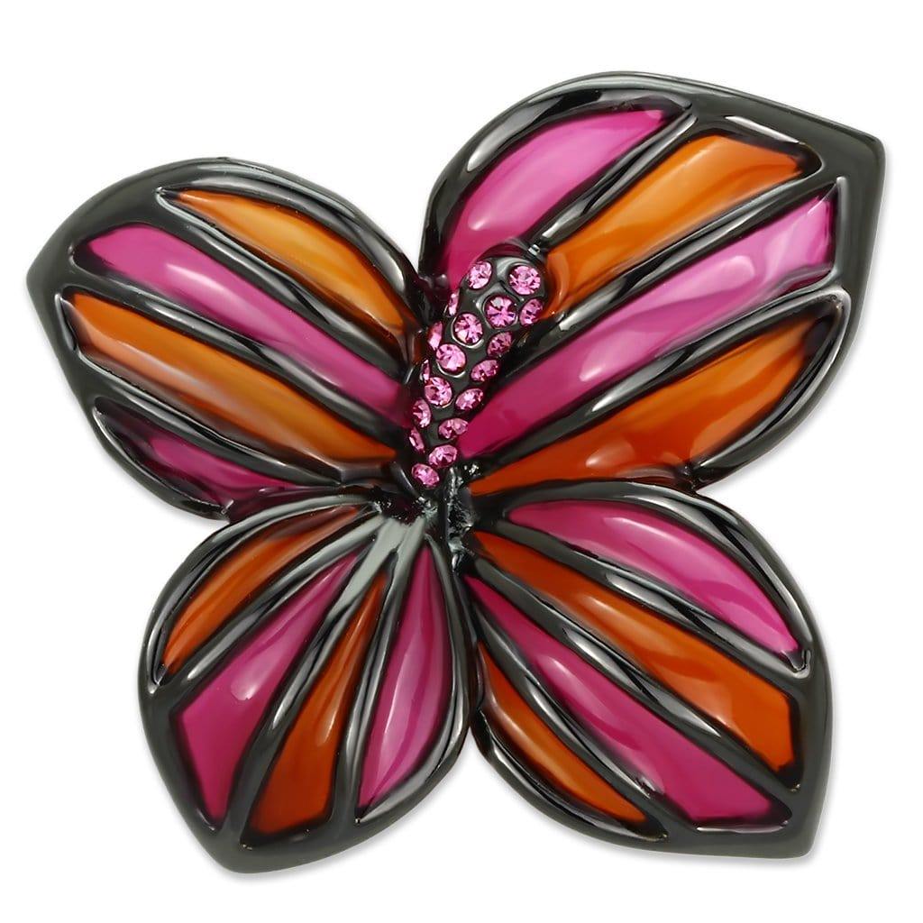 Alamode Ruthenium White Metal Brooches with Top Grade Crystal in Rose - Alamode