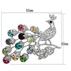 Alamode Imitation Rhodium White Metal Brooches with Top Grade Crystal in Multi Color - Flyclothing LLC