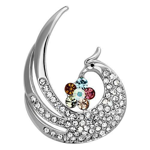 Alamode Imitation Rhodium White Metal Brooches with Top Grade Crystal in Multi Color