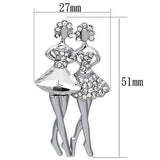 Alamode Imitation Rhodium White Metal Brooches with Synthetic Synthetic Glass in Clear - Alamode