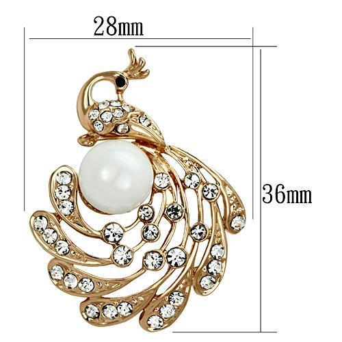 Alamode Flash Rose Gold White Metal Brooches with Synthetic Pearl in White - Flyclothing LLC