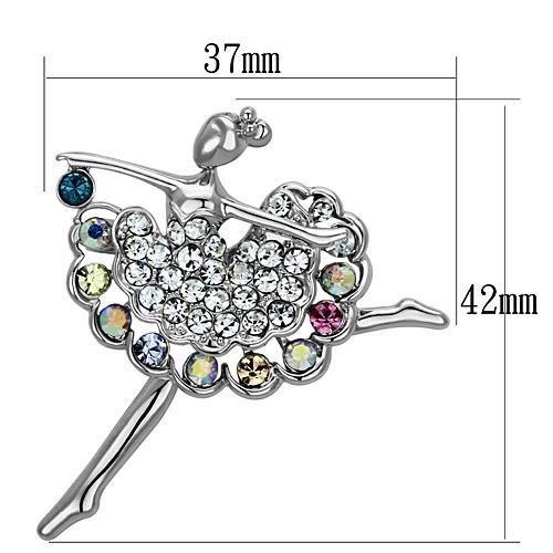 Alamode Imitation Rhodium White Metal Brooches with Top Grade Crystal in Multi Color - Flyclothing LLC