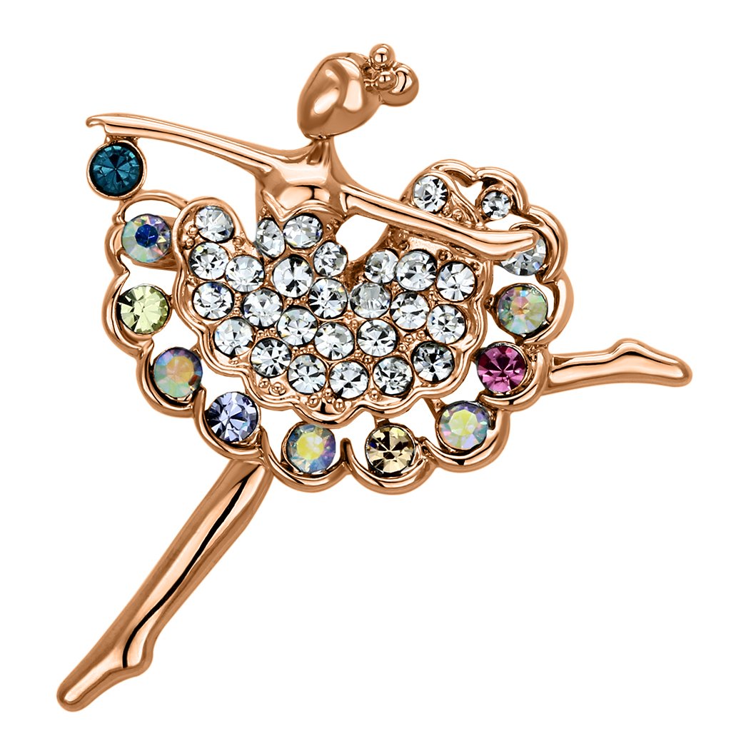 Alamode Imitation Rhodium White Metal Brooches with Top Grade Crystal in Multi Color