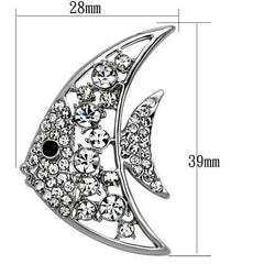 Alamode Imitation Rhodium White Metal Brooches with Top Grade Crystal in Clear - Alamode