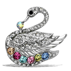 Alamode Imitation Rhodium White Metal Brooches with Top Grade Crystal in Multi Color