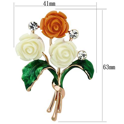 Alamode Flash Rose Gold White Metal Brooches with Synthetic Synthetic Stone in Multi Color - Flyclothing LLC