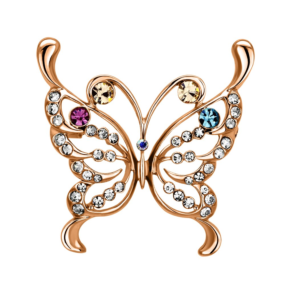 Alamode Imitation Rhodium White Metal Brooches with Top Grade Crystal in Multi Color