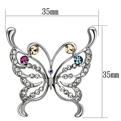 Alamode Imitation Rhodium White Metal Brooches with Top Grade Crystal in Multi Color - Flyclothing LLC