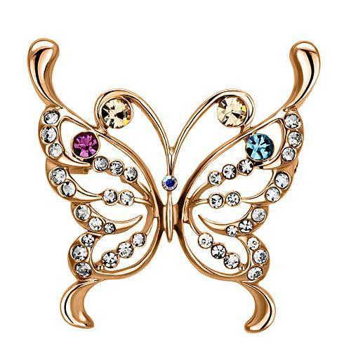 Alamode Flash Rose Gold White Metal Brooches with Top Grade Crystal in Multi Color