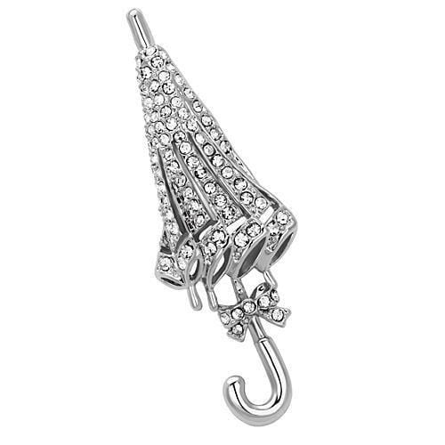 Alamode Imitation Rhodium White Metal Brooches with Top Grade Crystal in Clear - Alamode