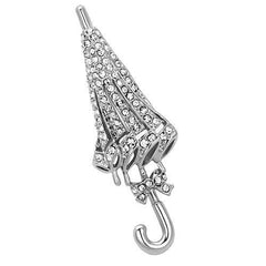 Alamode Imitation Rhodium White Metal Brooches with Top Grade Crystal in Clear - Alamode