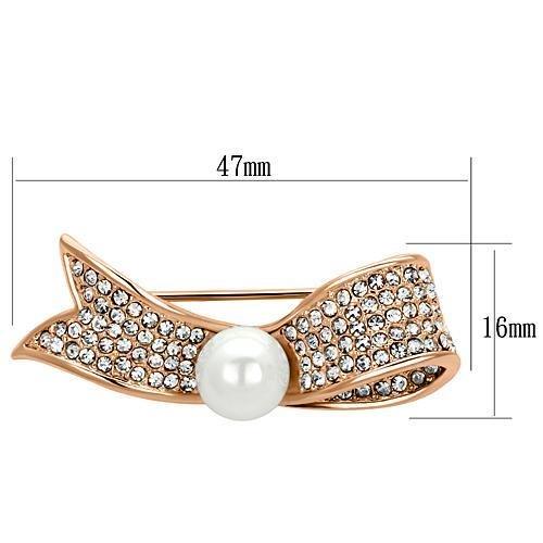 Alamode Flash Rose Gold White Metal Brooches with Synthetic Pearl in White - Flyclothing LLC