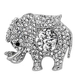 Alamode Imitation Rhodium White Metal Brooches with Top Grade Crystal in Clear - Alamode