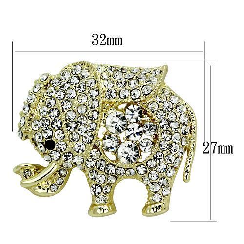 Alamode Flash Gold White Metal Brooches with Top Grade Crystal in Clear - Flyclothing LLC