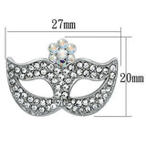 Alamode Imitation Rhodium White Metal Brooches with Top Grade Crystal in Aurora Borealis (Rainbow Effect) - Alamode