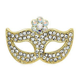 Alamode Flash Gold White Metal Brooches with Top Grade Crystal in Aurora Borealis (Rainbow Effect)