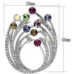 Alamode Imitation Rhodium White Metal Brooches with Top Grade Crystal in Multi Color - Flyclothing LLC