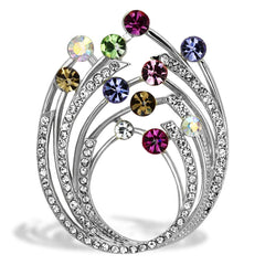 Alamode Imitation Rhodium White Metal Brooches with Top Grade Crystal in Multi Color