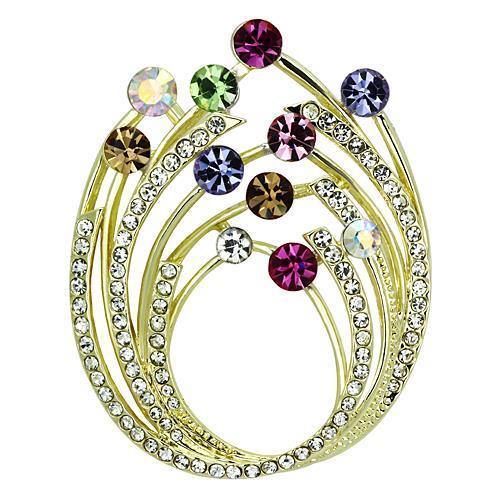 Alamode Flash Gold White Metal Brooches with Top Grade Crystal in Multi Color