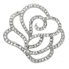 Alamode Imitation Rhodium White Metal Brooches with Top Grade Crystal in Clear - Alamode