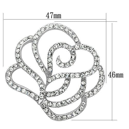 Alamode Imitation Rhodium White Metal Brooches with Top Grade Crystal in Clear - Alamode