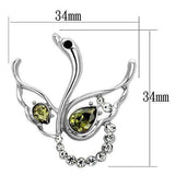 Alamode Imitation Rhodium White Metal Brooches with Top Grade Crystal in Olivine color - Alamode