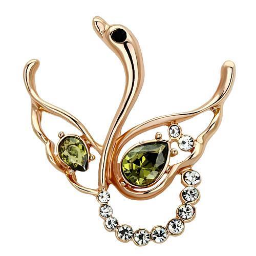 Alamode Flash Gold White Metal Brooches with Top Grade Crystal in Olivine color