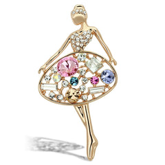 Alamode Flash Gold White Metal Brooches with Top Grade Crystal in Multi Color