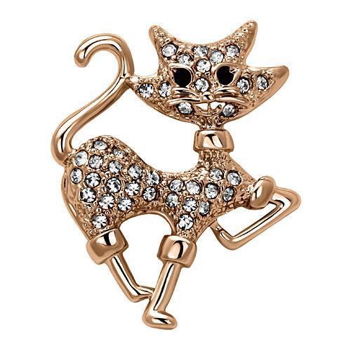 Alamode Flash Rose Gold White Metal Brooches with Top Grade Crystal in Clear