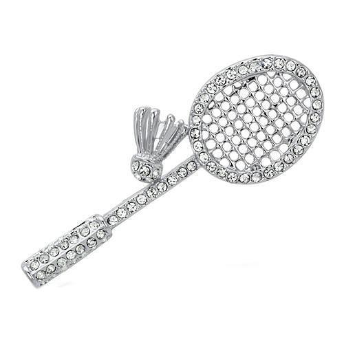 Alamode Imitation Rhodium White Metal Brooches with Top Grade Crystal in Clear