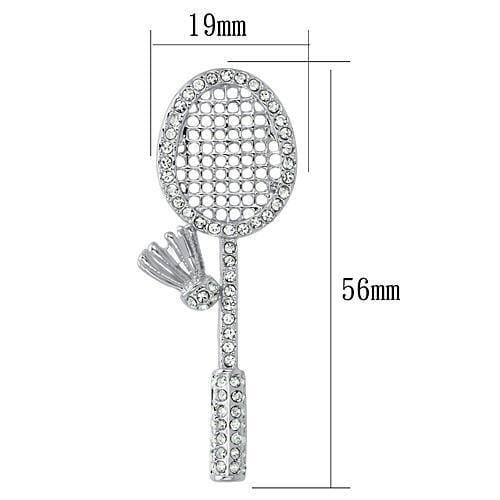 Alamode Imitation Rhodium White Metal Brooches with Top Grade Crystal in Clear - Alamode