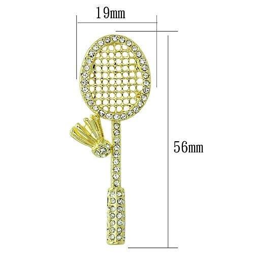 Alamode Flash Gold White Metal Brooches with Top Grade Crystal in Clear - Flyclothing LLC