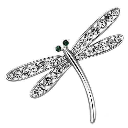 Alamode Imitation Rhodium White Metal Brooches with Top Grade Crystal in Clear - Alamode